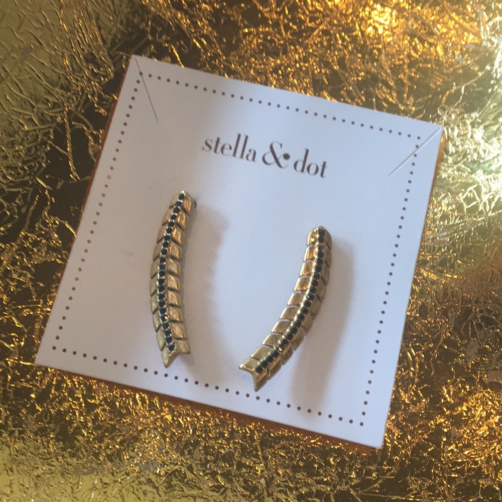 Stella & Dot gilded path ear climbers, gold/black